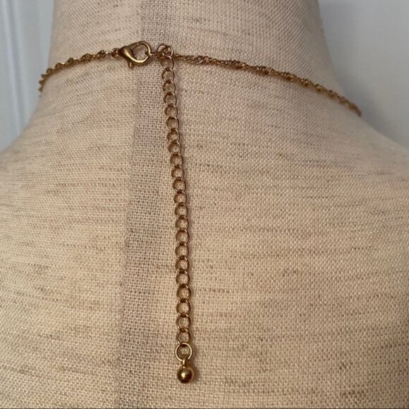 NECKLACE GOLD TONE ROPE CHAIN PENDANT HEART PURPLE FLOWER KEEPSAKE - Picture 4 of 12